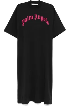 Palm Angels Vestido largo con logo curvo