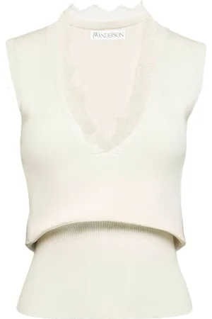 J.W.Anderson Top de punto con ribete de encaje