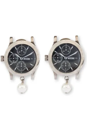 Moschino Pendientes de clip con diseño de reloj