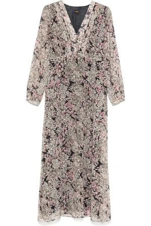 HUGO BOSS Vestido largo con estampado abstracto