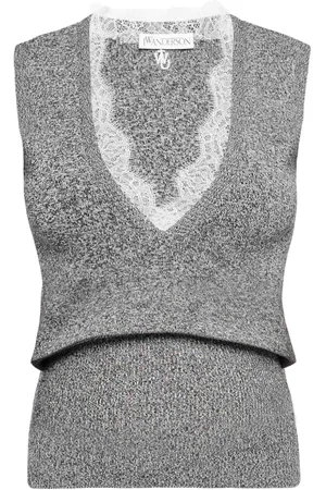 J.W.Anderson Top de punto con ribete de encaje