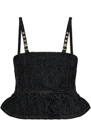 Ganni Top vaquero con peplum