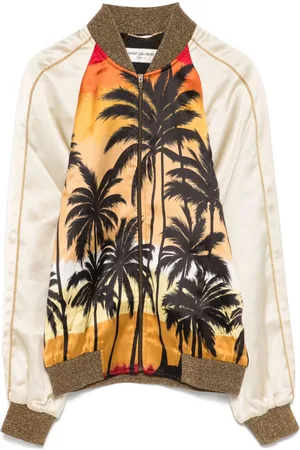 Saint Laurent Chaqueta bómber con palmera estampada