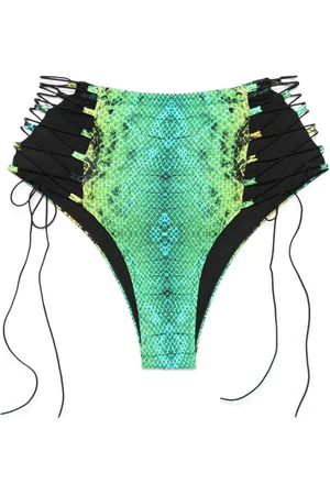 Noire Swimwear Bragas de bikini de talle alto con estampado de piel de serpiente