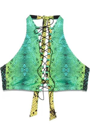 Noire Swimwear Top de bikini con estampado de serpiente