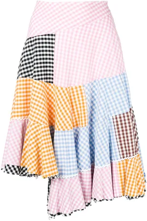 Comme des Garçons Falda gingham asimétrica con patchwork