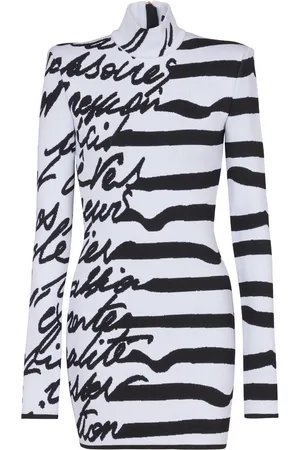 Balmain Vestido corto con logo en intarsia