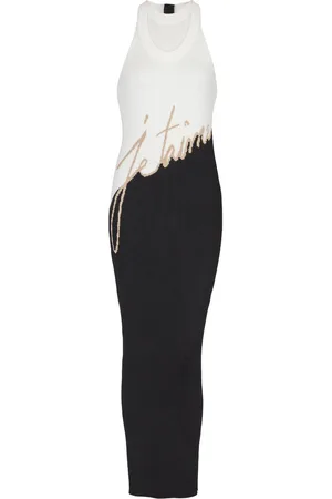 Balmain Vestido midi con logo en intarsia