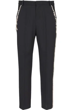 Balmain Pantalones rectos con apliques de strass