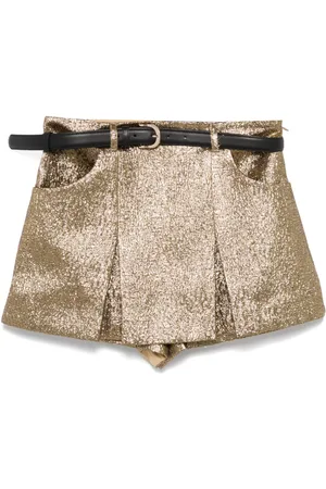 Self-Portrait Skorts metalizados en jacquard