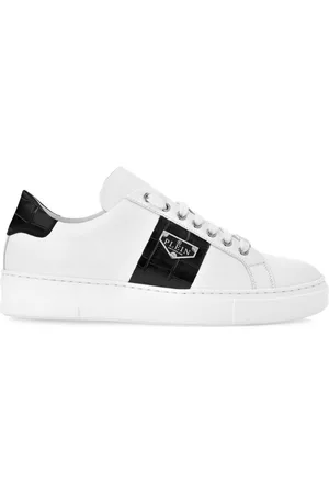 Philipp Plein Zapatillas de cuero con placa Triangle Plein