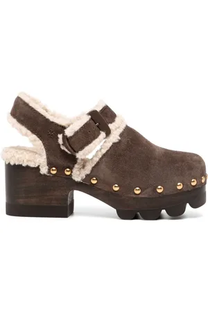 Tory Burch Zuecos con pelo