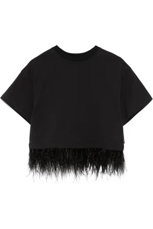 Le pandorine Camiseta con ribete de plumas