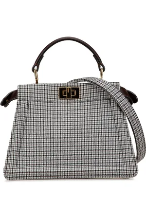 Fendi Bolso satchel Peekaboo ISeeU pequeño de lana con motivo pied de poule 2010-2024