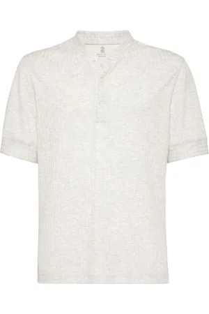 Brunello Cucinelli Camiseta de canalé con cuello en V