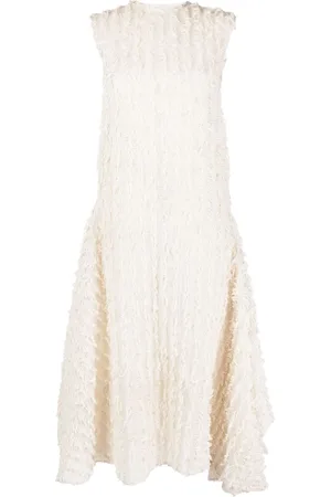 Calcaterra Vestido midi con ribete deshilachado