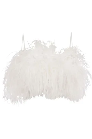 Serafini Top con detalle de plumas