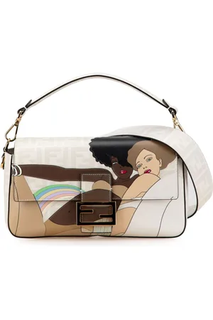 Fendi Bolso satchel Zucca Bikini Girls baguette de lona revestida con estampado gráfico 2000-2010