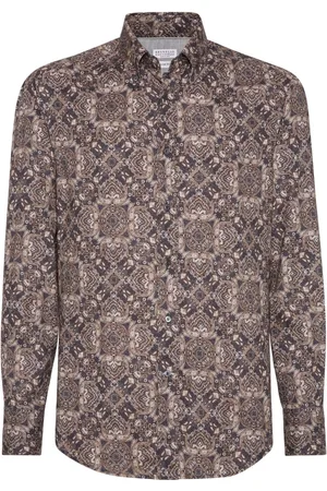 Brunello Cucinelli Camisa de sarga y algodón