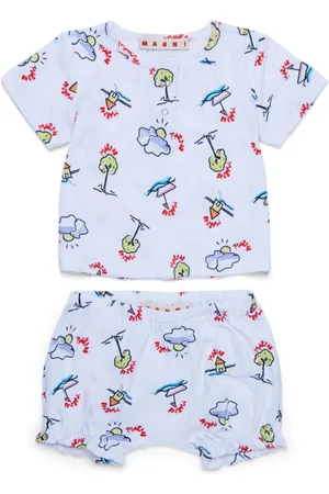 Marni Set de camiseta y bermudas con estampado gráfico