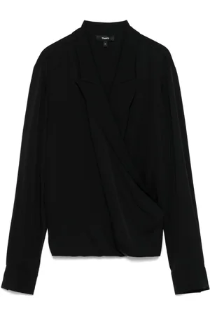 THEORY Blusa cruzada con solapas de pico