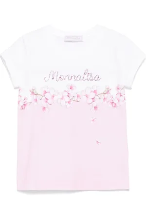 MONNALISA Camiseta con logo de cristales