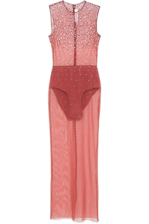 ALEX PERRY Vestido midi de malla con cristales
