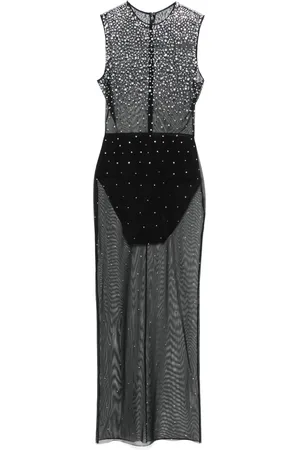 ALEX PERRY Vestido midi de malla con cristales