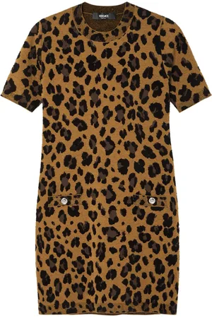VERSACE Vestido estilo camiseta con motivo de leopardo