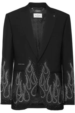 Philipp Plein Blazer con apliques de llamas en strass