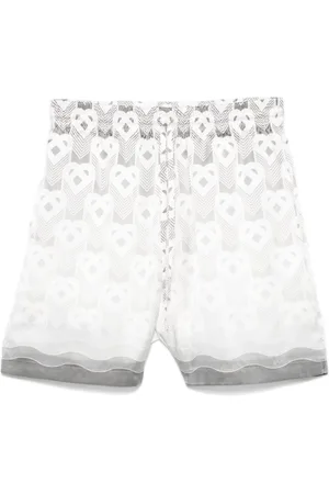 Casablanca Bermudas de seda con monograma de corazón