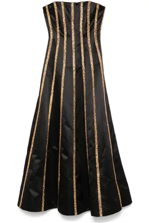 JEAN-LOUIS SABAJI Vestido largo palabra de honor con diseño acampanado