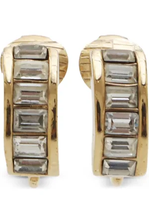 Dior Pendientes de clip con strass 1990