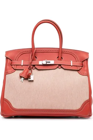 Hermès Bolso de mano Birkin Retourne 35 en piel Swift y Ghillies 2001
