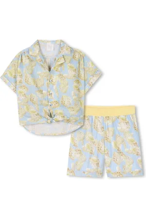 Givenchy Set de pantalones cortos y camisa con conchas estampadas