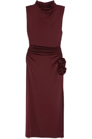 MAGDA BUTRYM Vestido midi drapeado con cuello alto