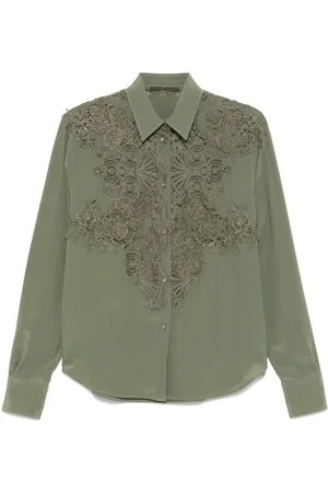 ERMANNO SCERVINO Camisa de seda con detalle de encaje