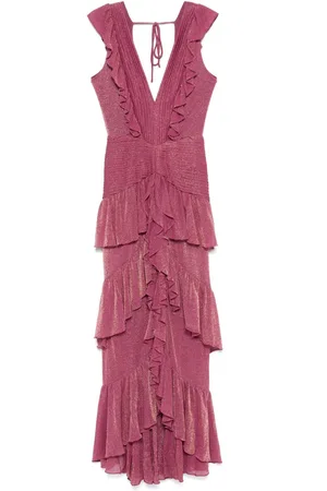 PATBO Vestido largo metalizado con volantes