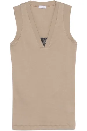 Brunello Cucinelli Top con detalle Monili