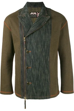 Jean Paul Gaultier Chaqueta biker con panel vaquero efecto lavado
