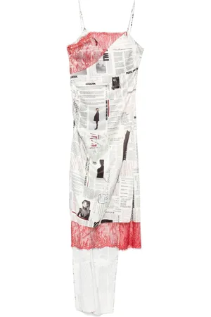 Patrizia Pepe Vestido midi con periódico estampado