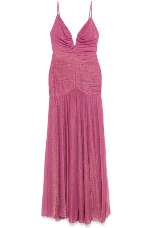 PATBO Vestido largo metalizado con escote pronunciado