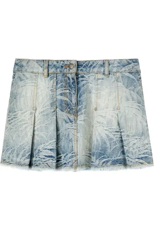Palm Angels Falda corta con motivo de palmeras en jacquard y pliegues