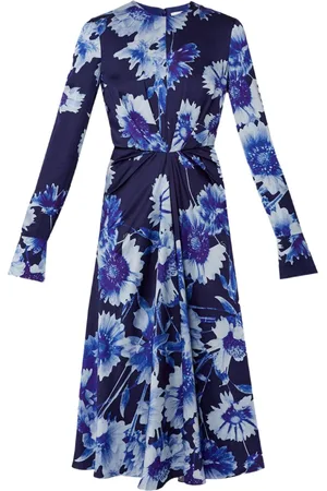 Erdem Vestido midi drapeado con manga larga