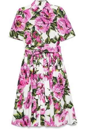 Dolce & Gabbana Vestido midi de algodón con estampado de peonía