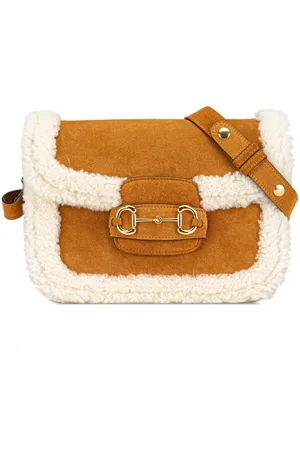 Gucci Bandolera Horsebit 1955 pequeña de ante con ribete de borrego 2020