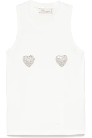 BLUMARINE Top sin mangas con corazones de cuentas