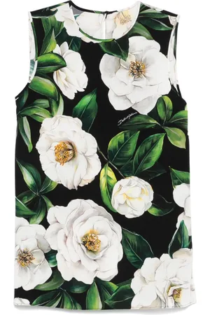 Dolce & Gabbana Top de seda charmeuse con estampado de gardenia