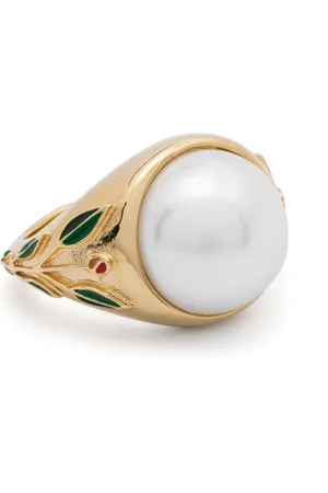 Casablanca Anillo de sello con perlas artificiales