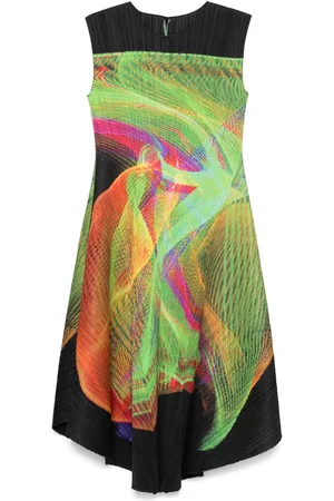 PLEATS PLEASE ISSEY MIYAKE Vestido midi con estampado abstracto